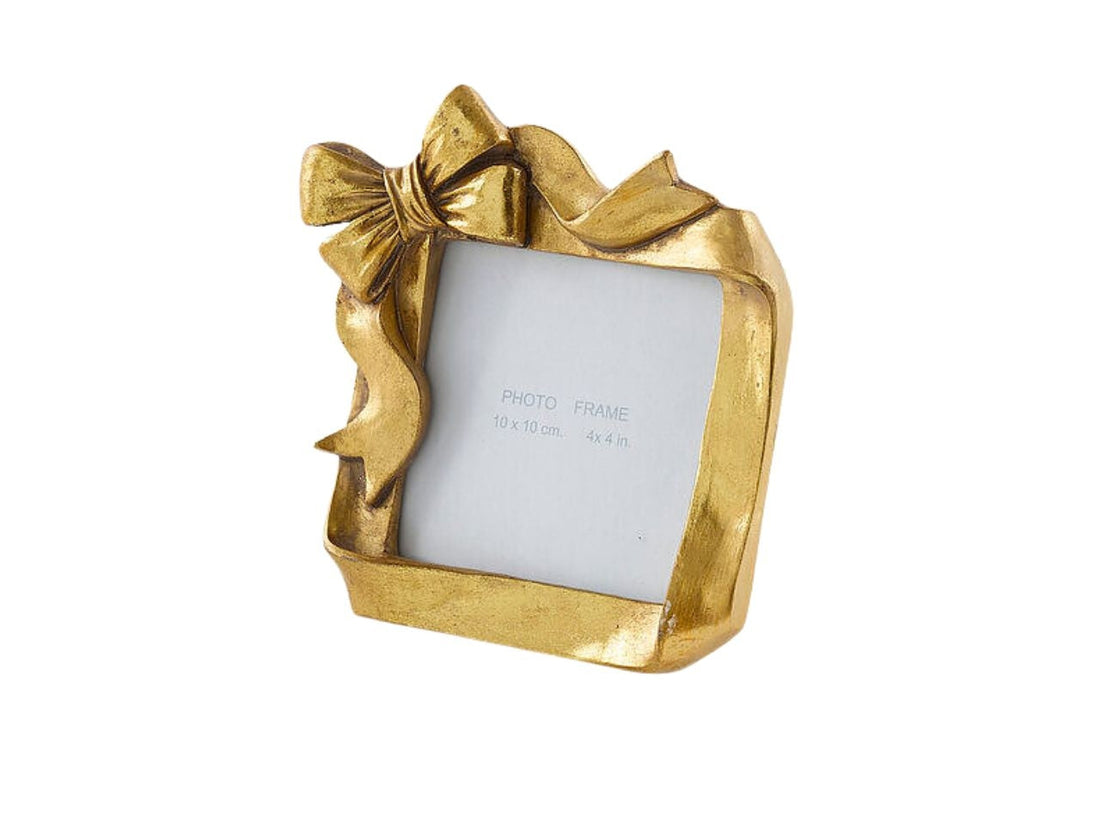 EDG Enzo De Gasperi Portafoto Natalizio con Fiocco 15,5 cm Oro Scuro in Poliresina – Decorazione di Natale