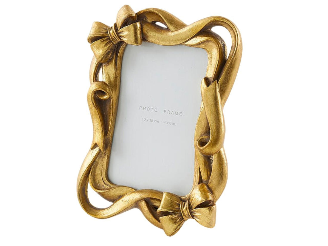 EDG Enzo De Gasperi Portafoto Natalizio con Fiocco H20,5 cm Oro Scuro – Decorazione di Natale