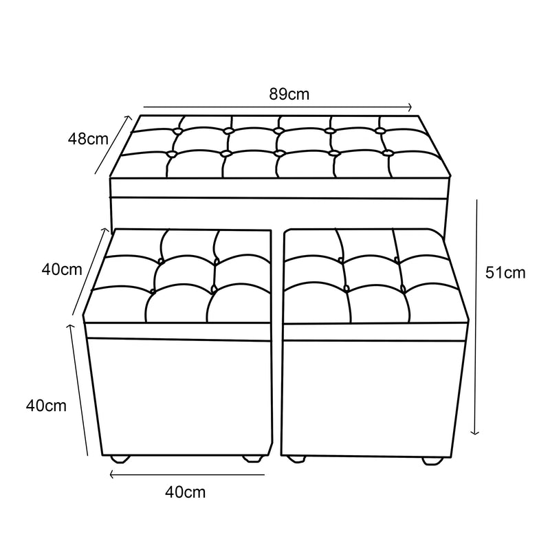 Dimo Set 3 Baule + 2 Pouf Braies in Tessuto, Tortora