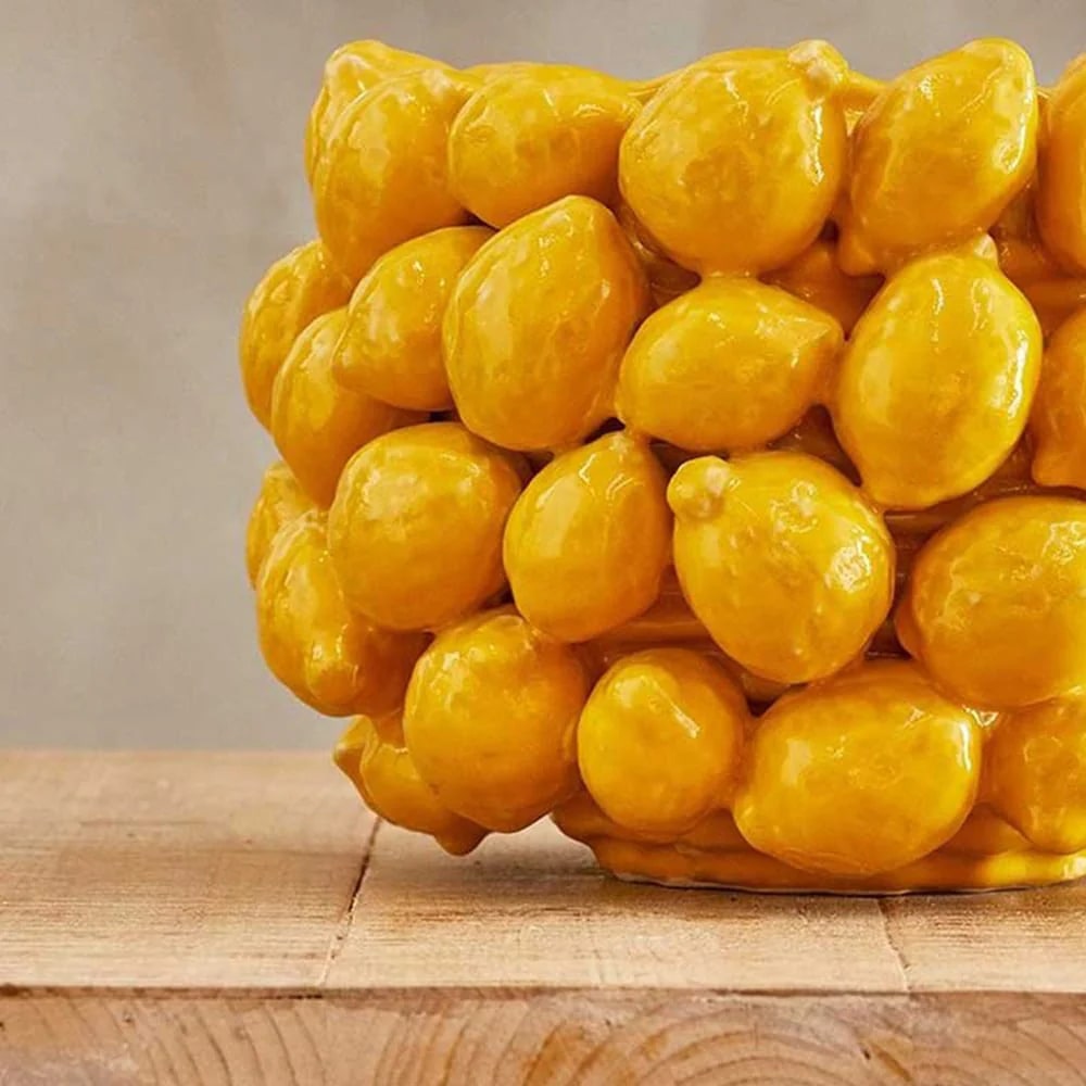 EDG Enzo De Gasperi Vaso Chakra Limoni H 24 Cm D 42 Cm Giallo 81 Frutti