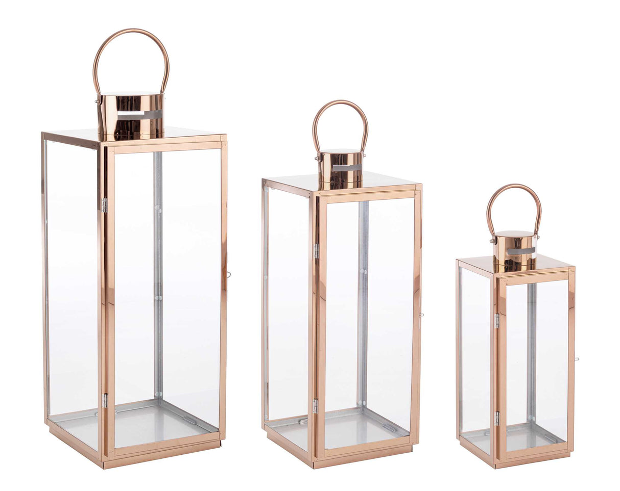 Bizzotto Set 3 Lantern Alban Copper