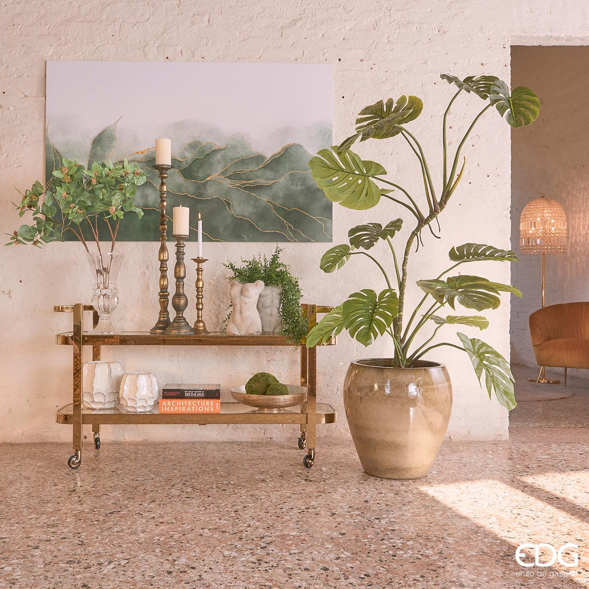 EDG Enzo De Gasperi Vaso Chakra Incavi H19,5 D20 C0 Ivory