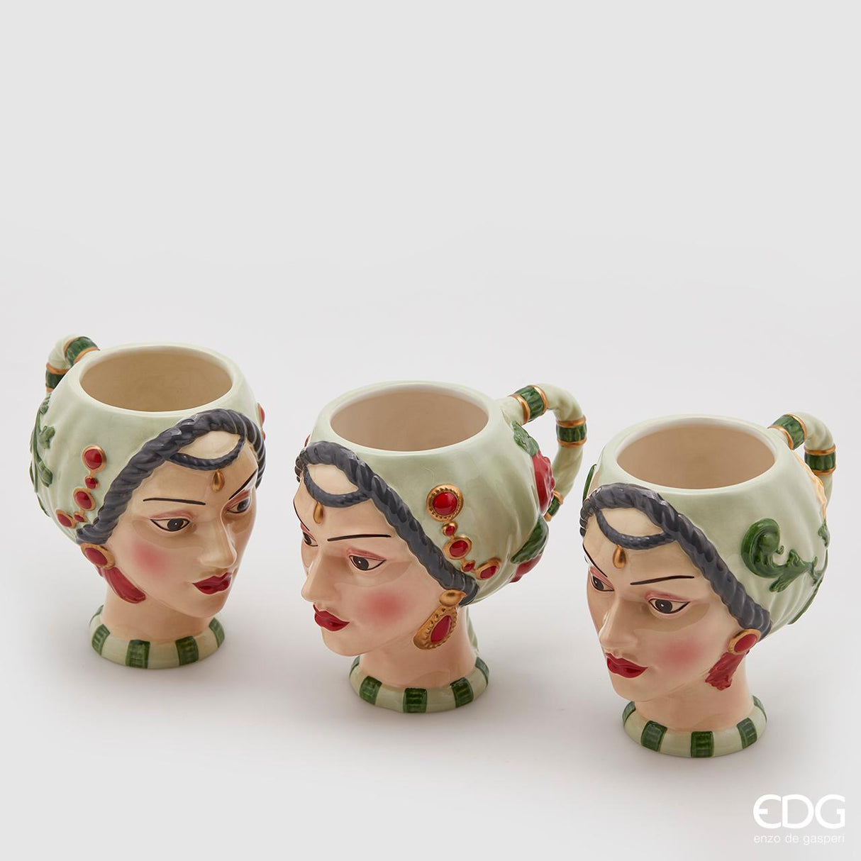 EDG Enzo De Gasperi Tazza Sicily 3 Pezzi H12 Verde Uso Alimentare