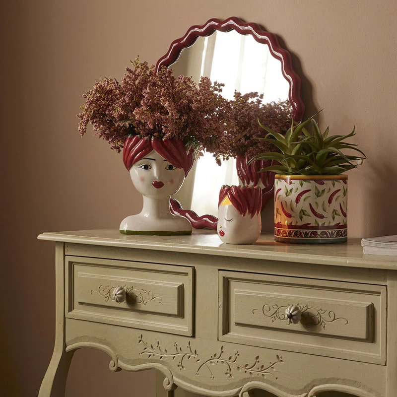 EDG Enzo De Gasperi Vaso Cilindrico H 14 Cm D 15 Cm Bianco Rosso