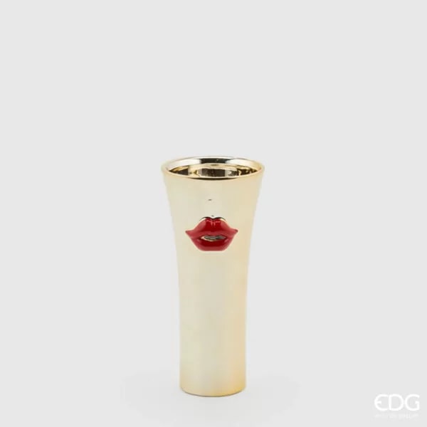EDG Enzo De Gasperi Vaso Kiss Concavo H21 D9 Red Gold