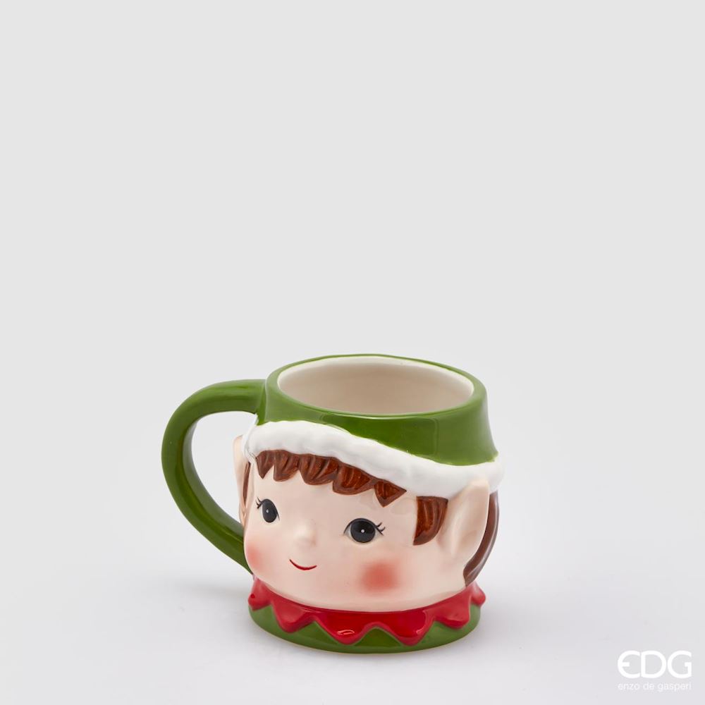 EDG Enzo De Gasperi Christmas Elf Mug H 9 Cm Green Red