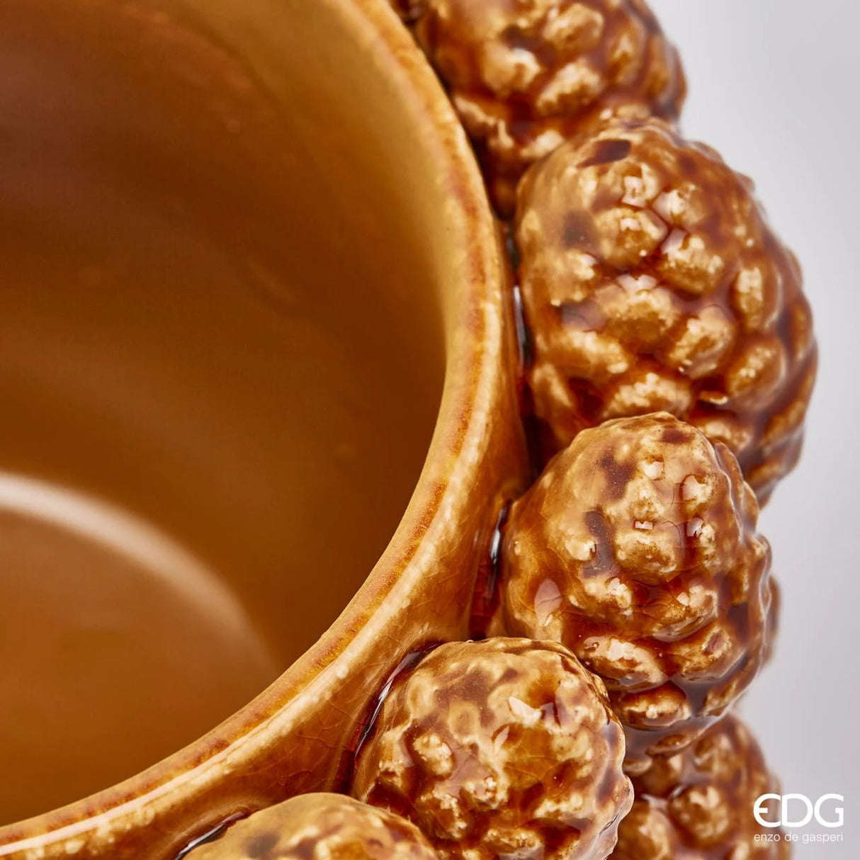 EDG Enzo De Gasperi Vaso Chakra Pigne H 18 Cm D 24 Cm Camel