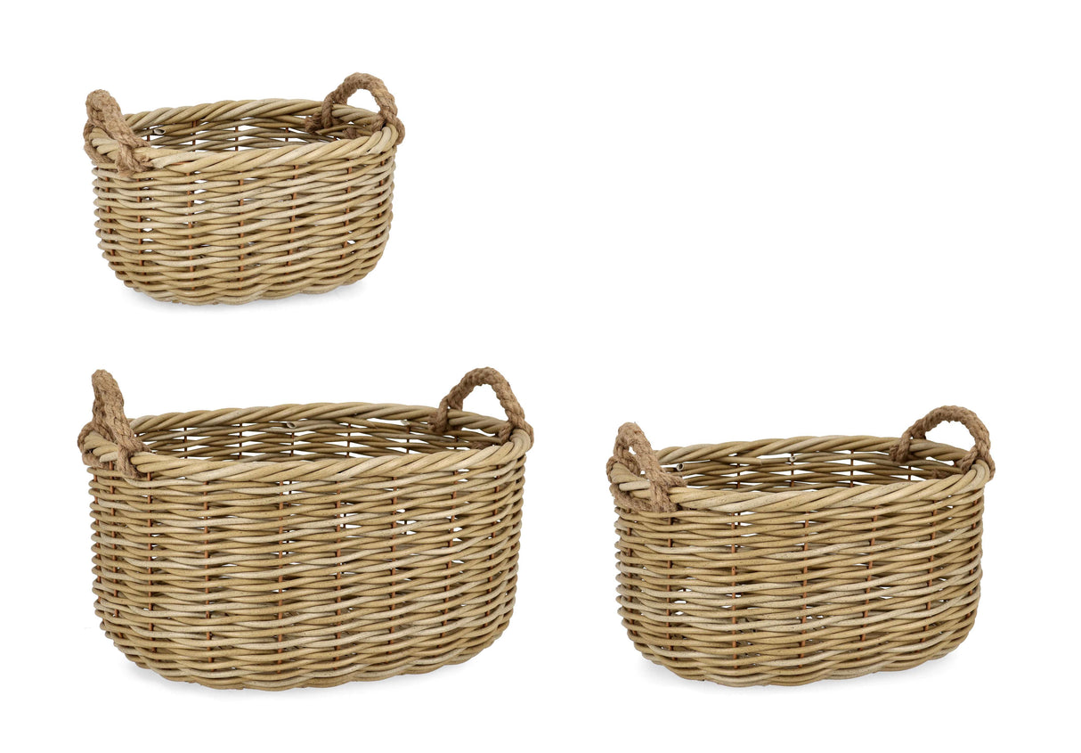 Bizzotto Set 3 Cesta 2 Manici Julen Svasata Decoro Natale Naturale