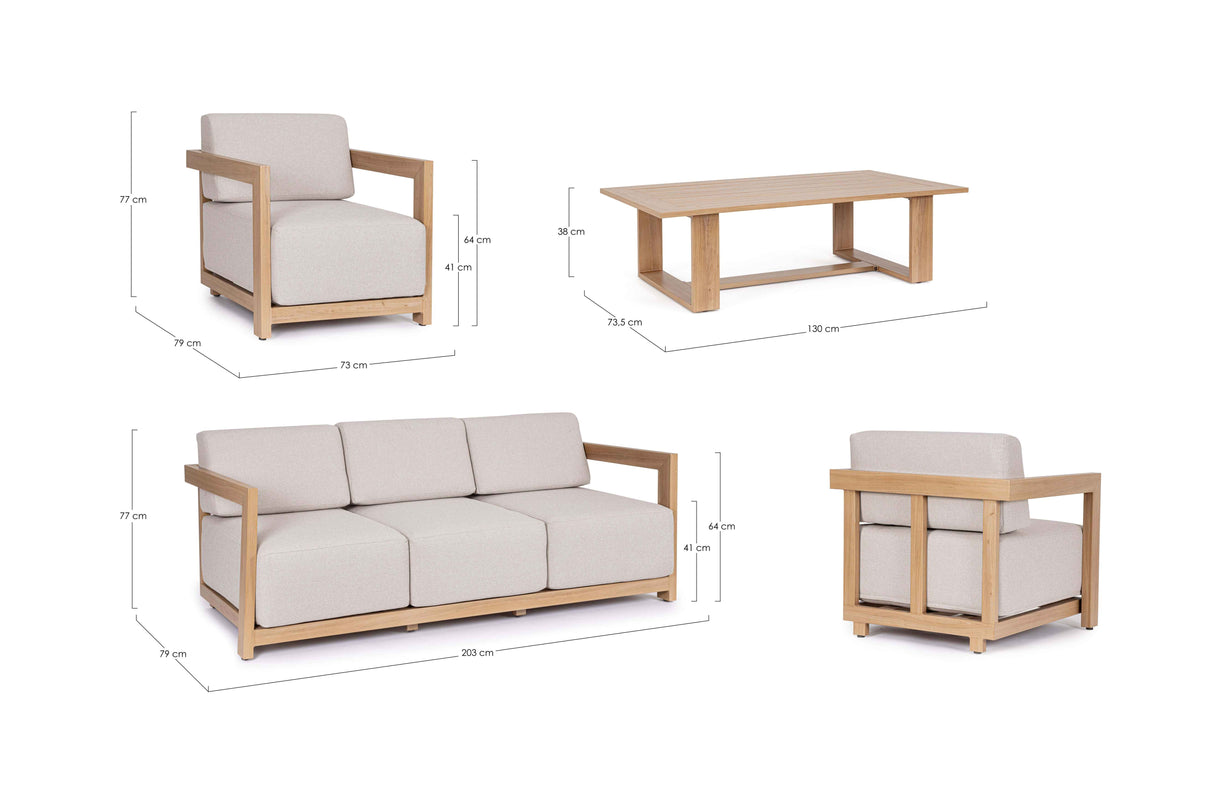 Bizzotto Set 4 Salotto Theseus Naturale