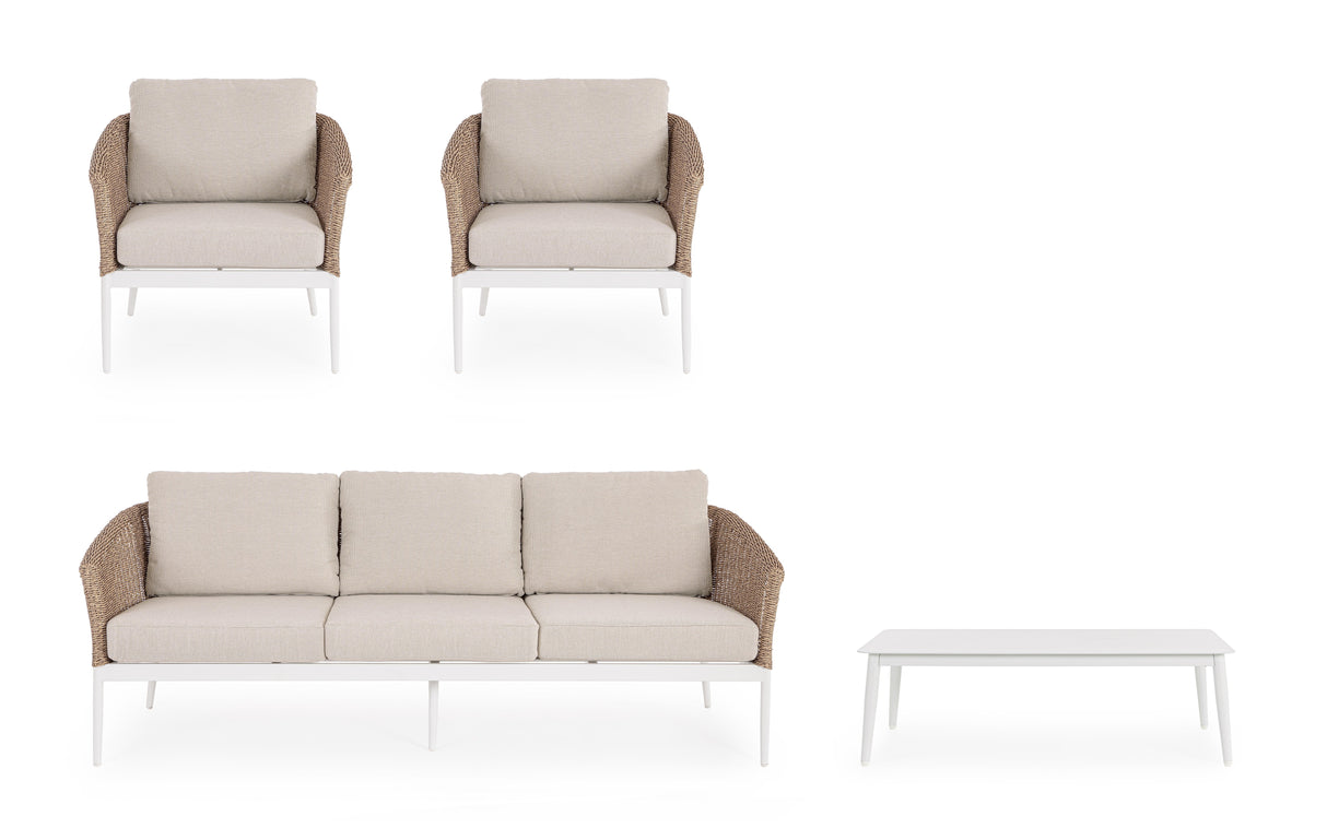 Bizzotto Set Salotto Oceana 4 Elementi Vapor Bianco