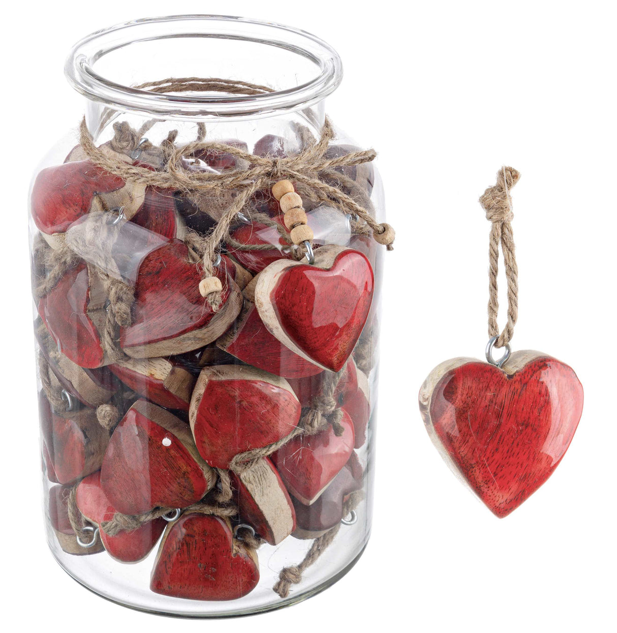 Bizzotto Haley Christmas Ornament, Red Heart, H 6 cm, Red, 1 pc