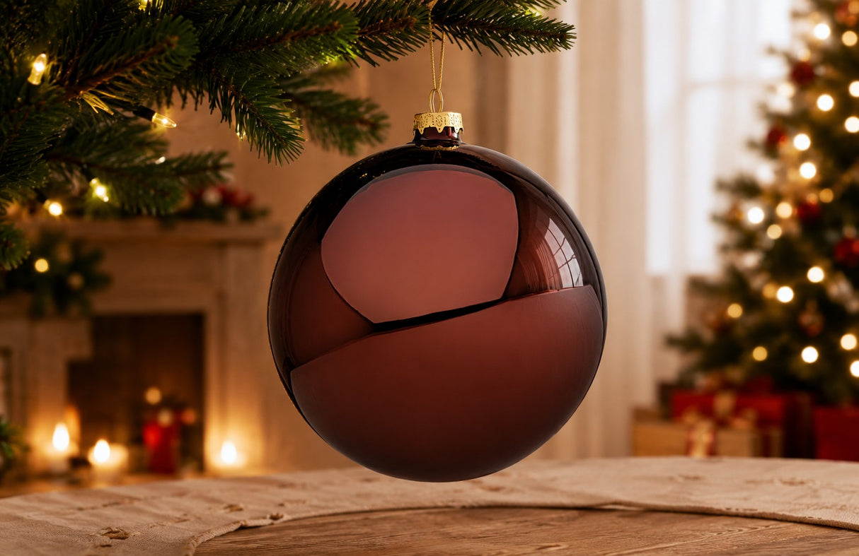 Bizzotto Sfera in Vetro Marrone Tronco Lucido D 150 mm – Decorazione Natalizia