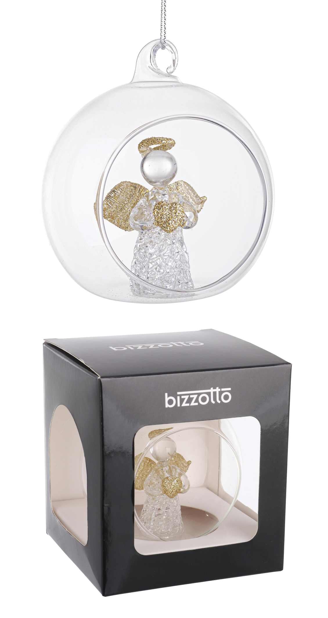 Bizzotto Sfera Aperta Natale Vetro My A Angelo Cuore D 8 Cm