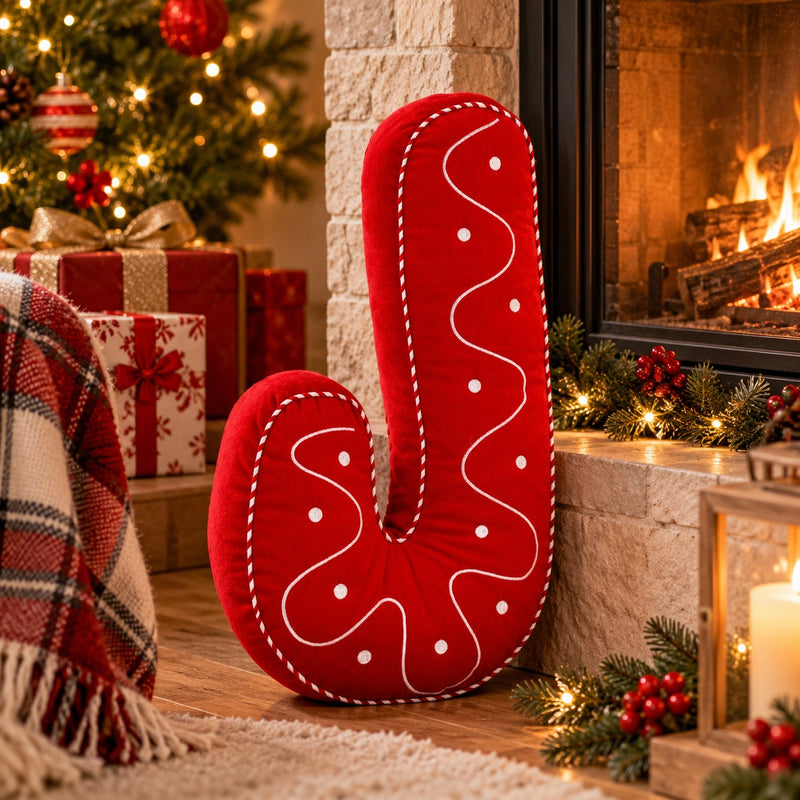 Cuscino Natalizio Toffee Bastoncino Rosso 35x60 cm – Cuscino Decorativo di Natale con Fodera e Imbottitura in Poliestere