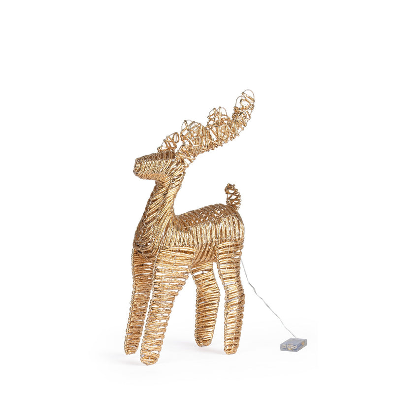 Bizzotto Renna Natalizia Penny Oro con 50 Micro LED Classic 27x13x50 cm Decorazione Luminosa