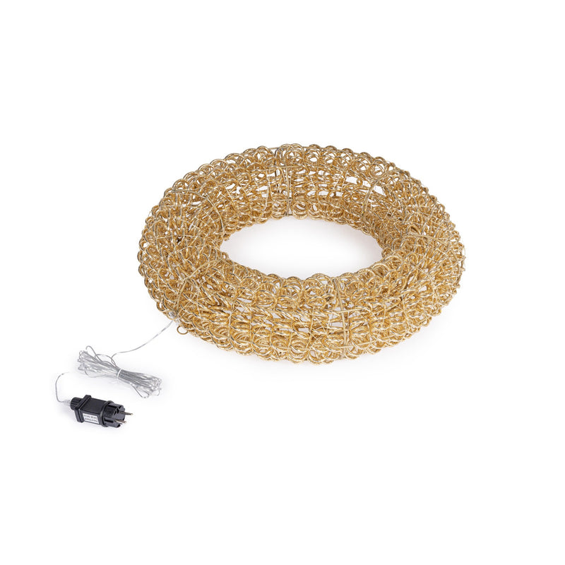 Bizzotto Corona Natalizia Zoe Oro con 720 Micro LED Classic Ø58x13 cm Decorazione Luminosa