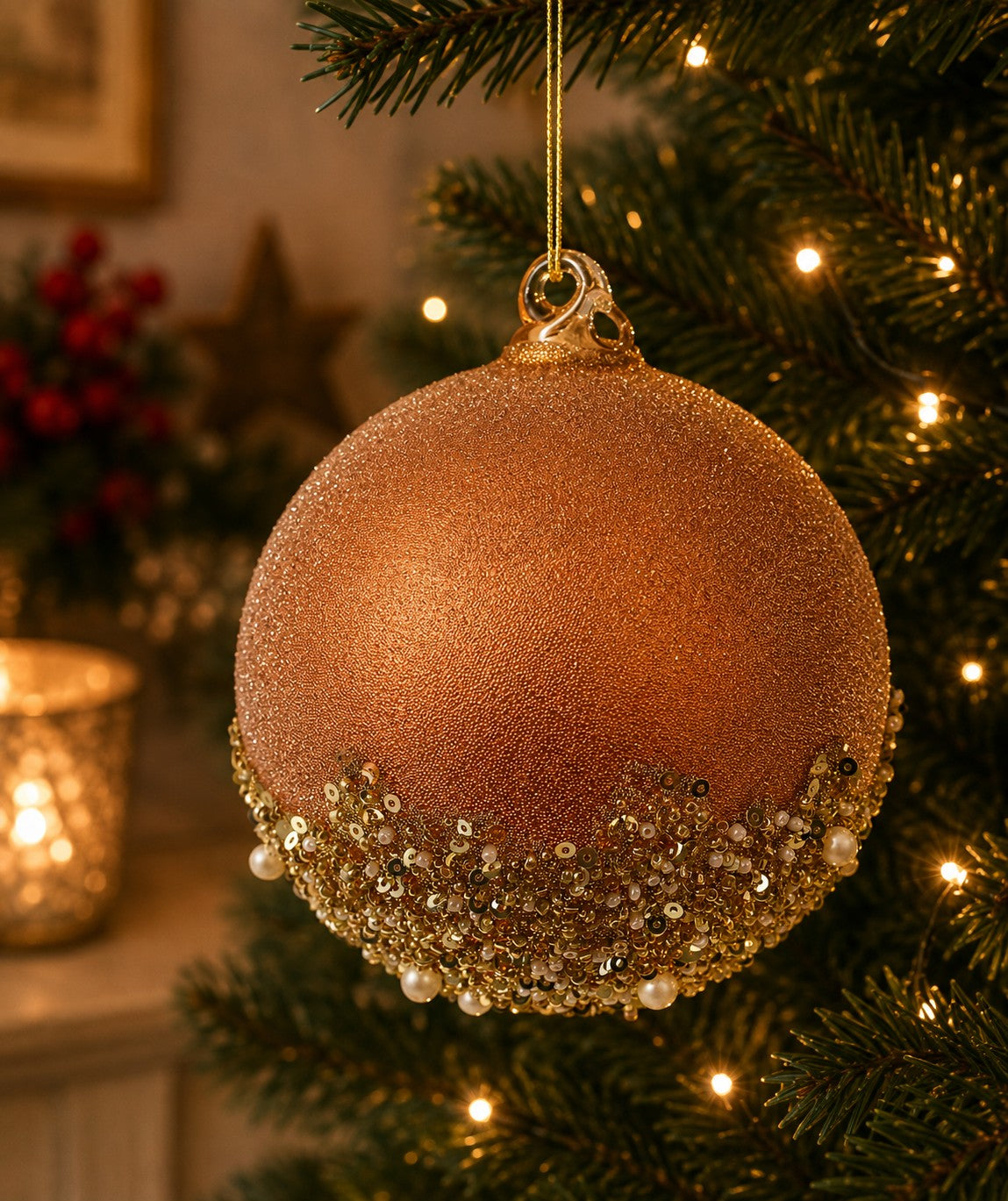 Bizzotto Sfera di Vetro Natale Brill Marrone d 10 cm Decorazione per Albero di Natale