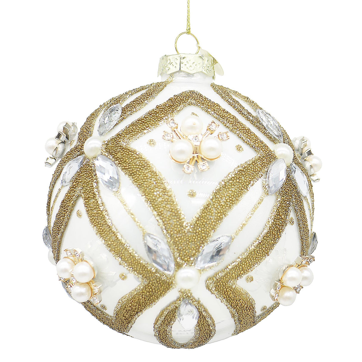 Bizzotto Sfera di Vetro Extravagance Bianco D 10 cm Decorazione per Albero di Natale