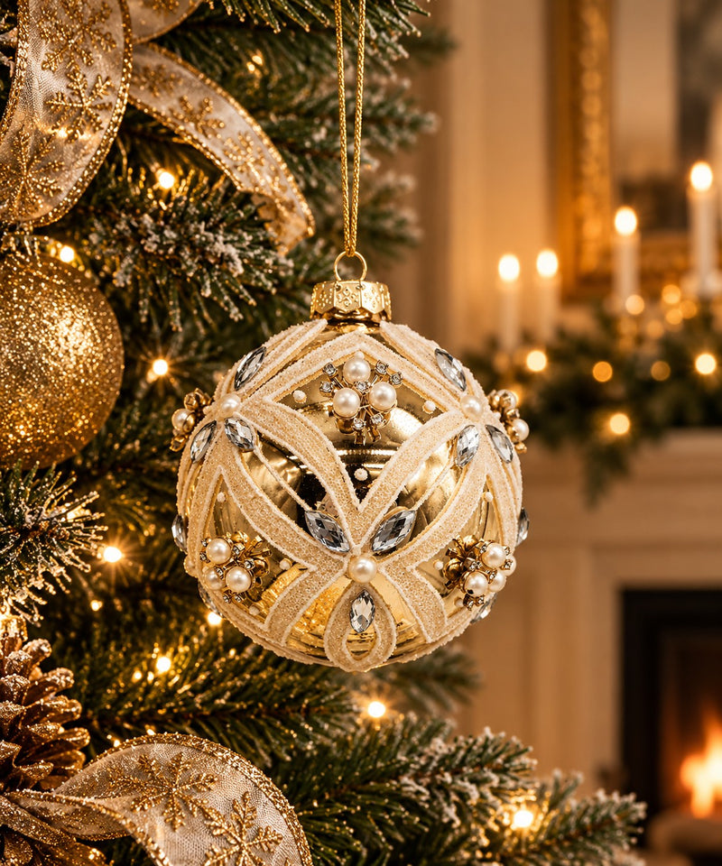 Bizzotto Sfera di Natale Extravagance Oro D 10 cm in Vetro – Decorazione per Albero