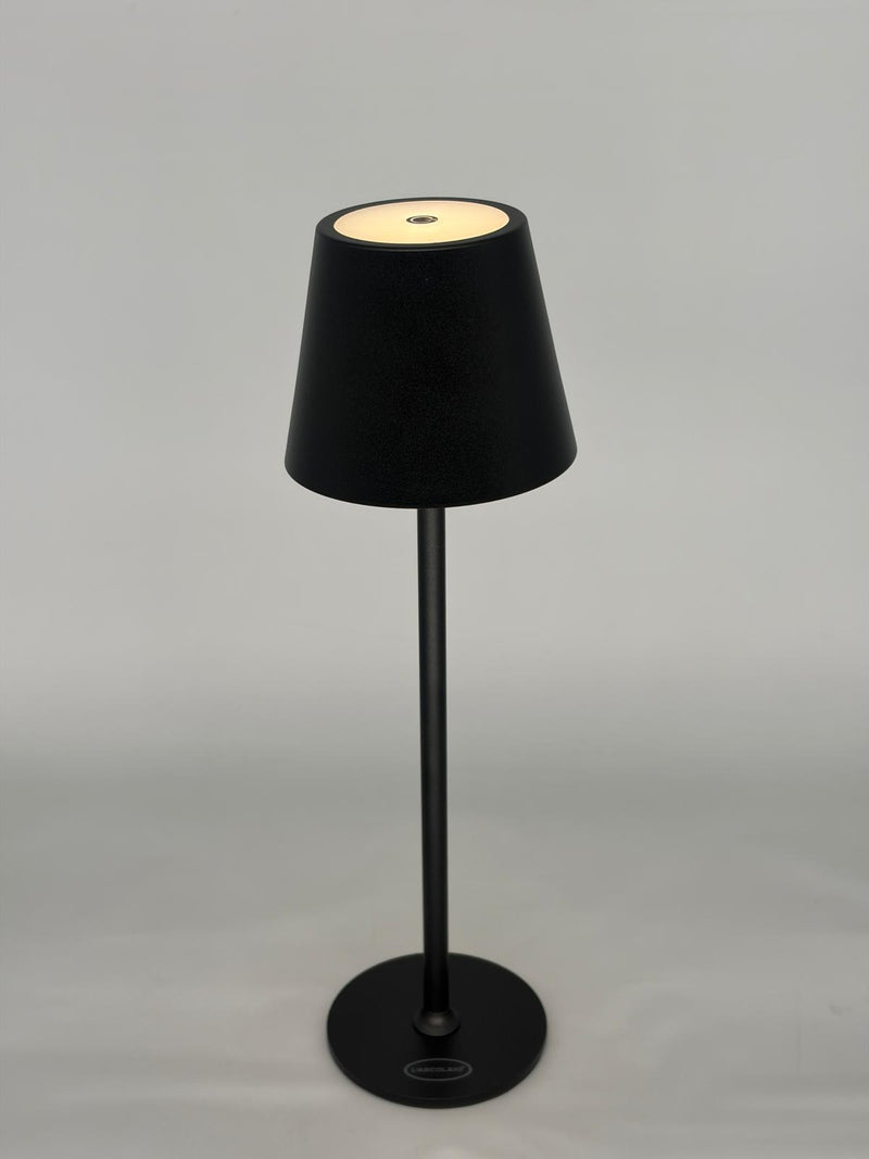 L'Arcolaio Lampada LED Touch Ricaricabile H 38 Cm 10 x 10 Cm IP54 Round Pro Nera