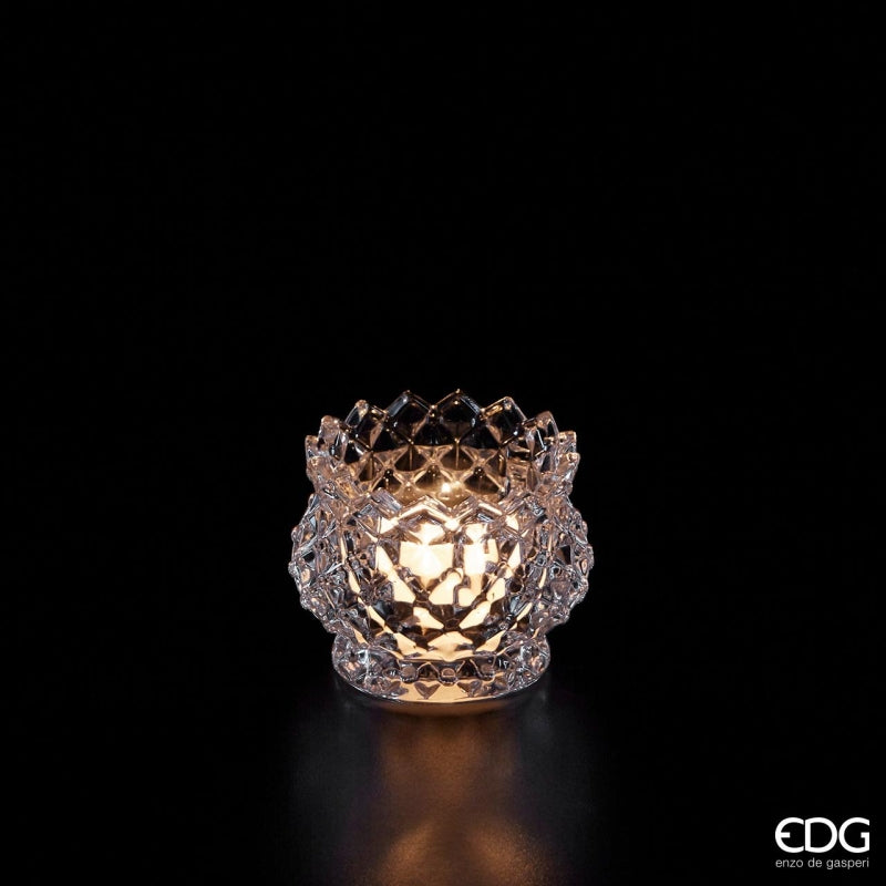 EDG Enzo De Gasperi Portacandela Bombata H 7 Cm D 9,5 Cm Natural Trasparente