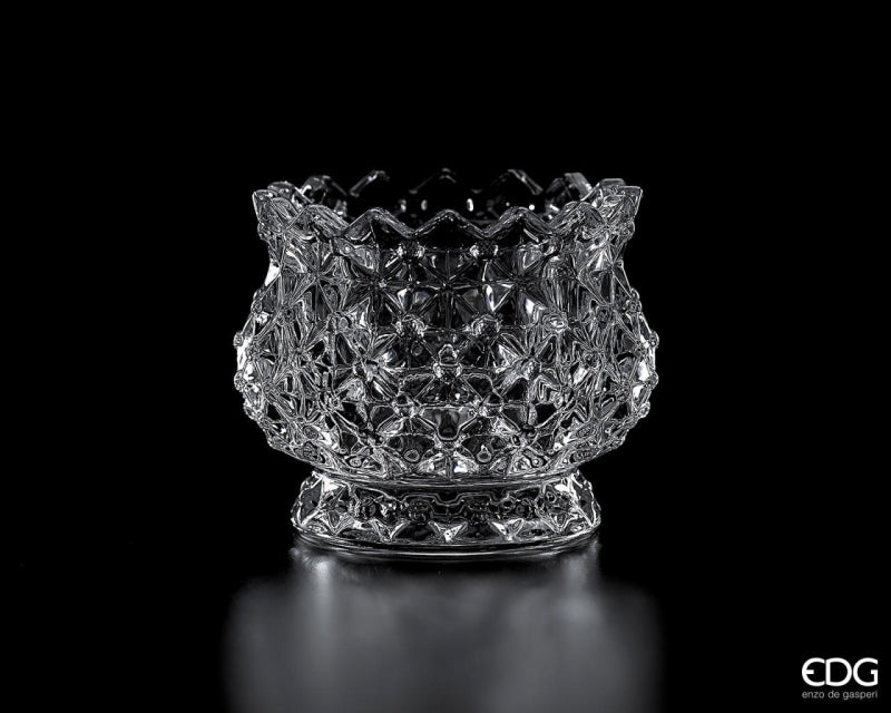 EDG Enzo De Gasperi Portacandela Bombata H 7 Cm D 9,5 Cm Natural Trasparente