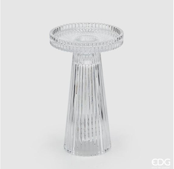 EDG Enzo De Gasperi Cone Candle Holder Stripes H 16.5 Cm D 9.8 Cm Natural Transparent