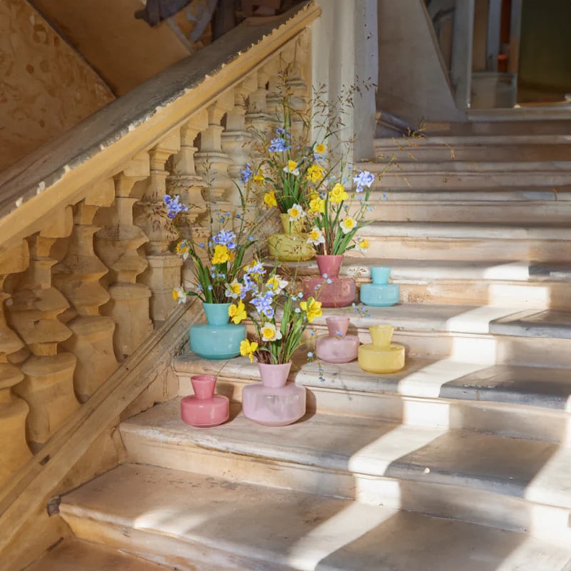 EDG Enzo De Gasperi Round Vase with Neck H 15 Cm D 16 Cm Waterproof Dark Pink