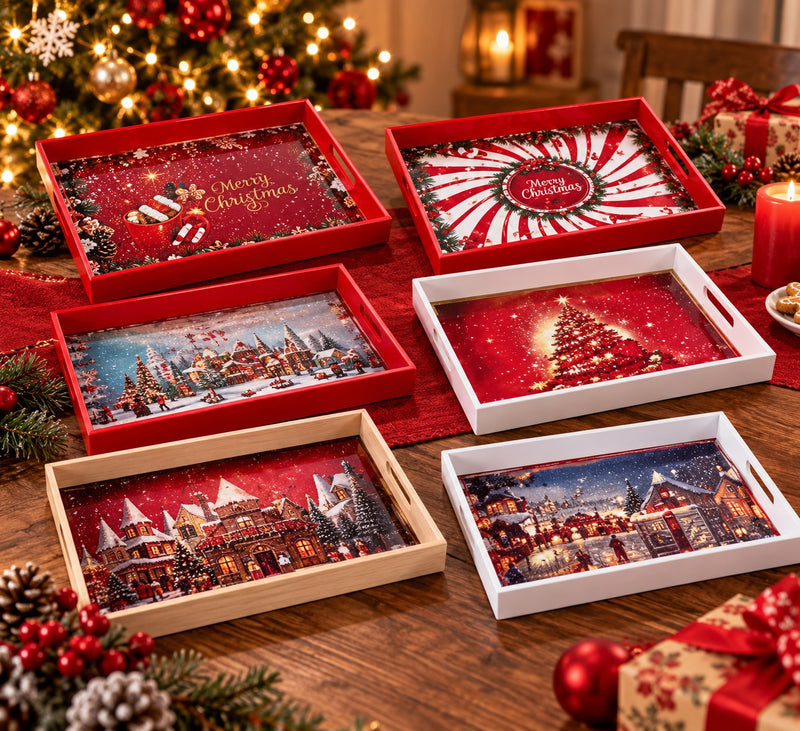 Ad Trend Vassoio Rettangolare Natalizio in Plastica Assortito 40x30 cm 1 Pz – Accessorio Decorativo per la Tavola di Natale