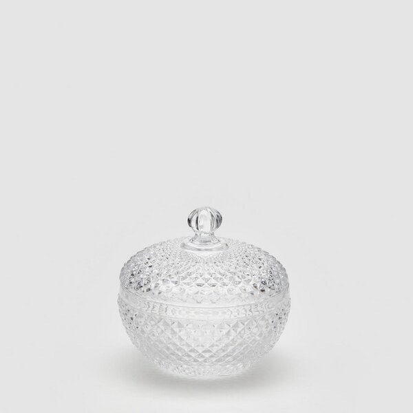 EDG Enzo De Gasperi Round Container Rhombus H9 D9 Natural Transparent