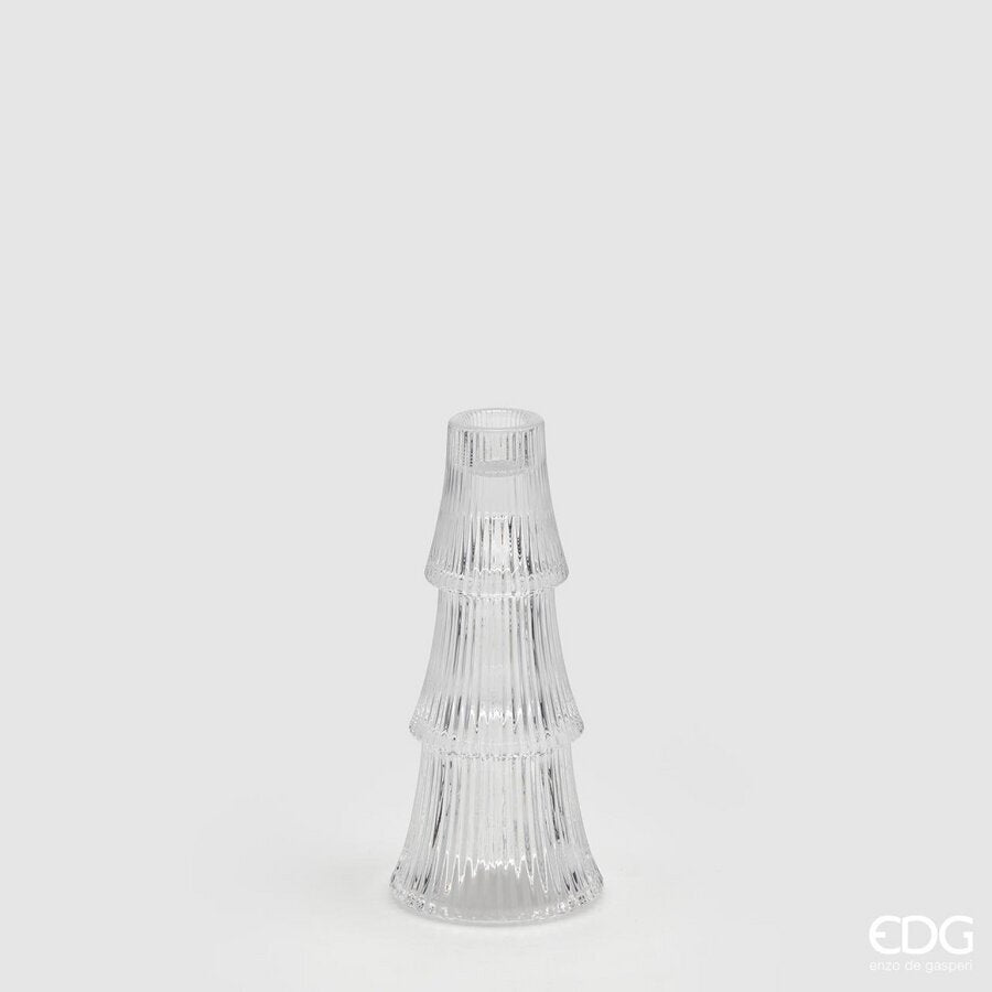 EDG Enzo De Gasperi Candle Holder Pine Layers H18 D8 Natural Transparent