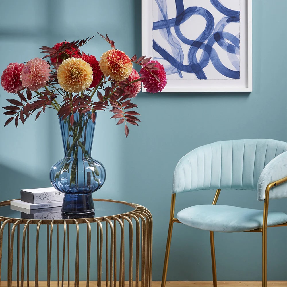 EDG Enzo De Gasperi Vaso Righe con Sfera H 21 Cm D 13,5 Cm Blue