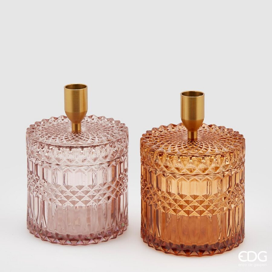 EDG Enzo De Gasperi Candle Holder with Container H15 D10.5 2 Assorted Pieces