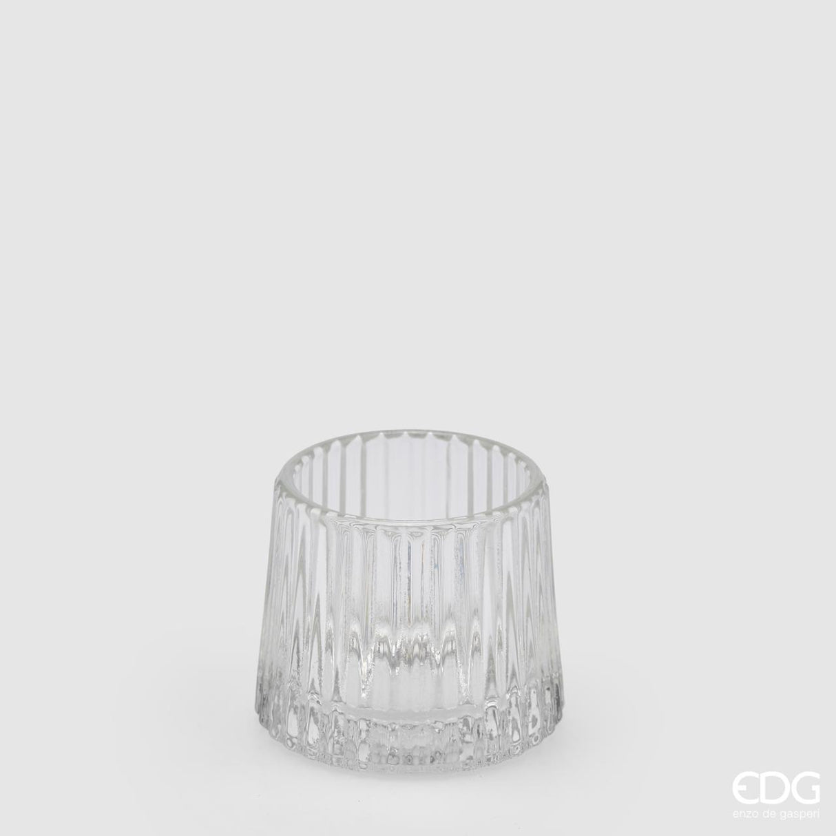 EDG Enzo De Gasperi Candle Holder Stripes H 7 Cm D 8 Cm Natural Transparent