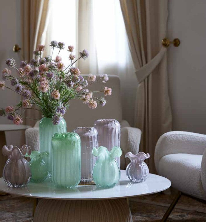 EDG Enzo De Gasperi Vaso Sacchetto H 12 Cm D 10 Cm Vetro Pink
