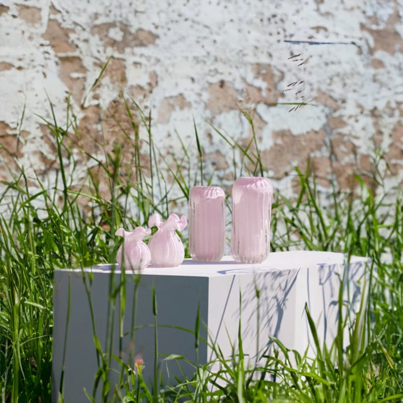 EDG Enzo De Gasperi Bag Vase H 14 Cm D 11 Cm Glass Pink