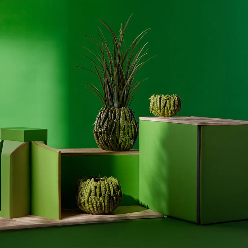 EDG Enzo De Gasperi Chakra Vase Green Peas H 15 Cm D 23 Cm