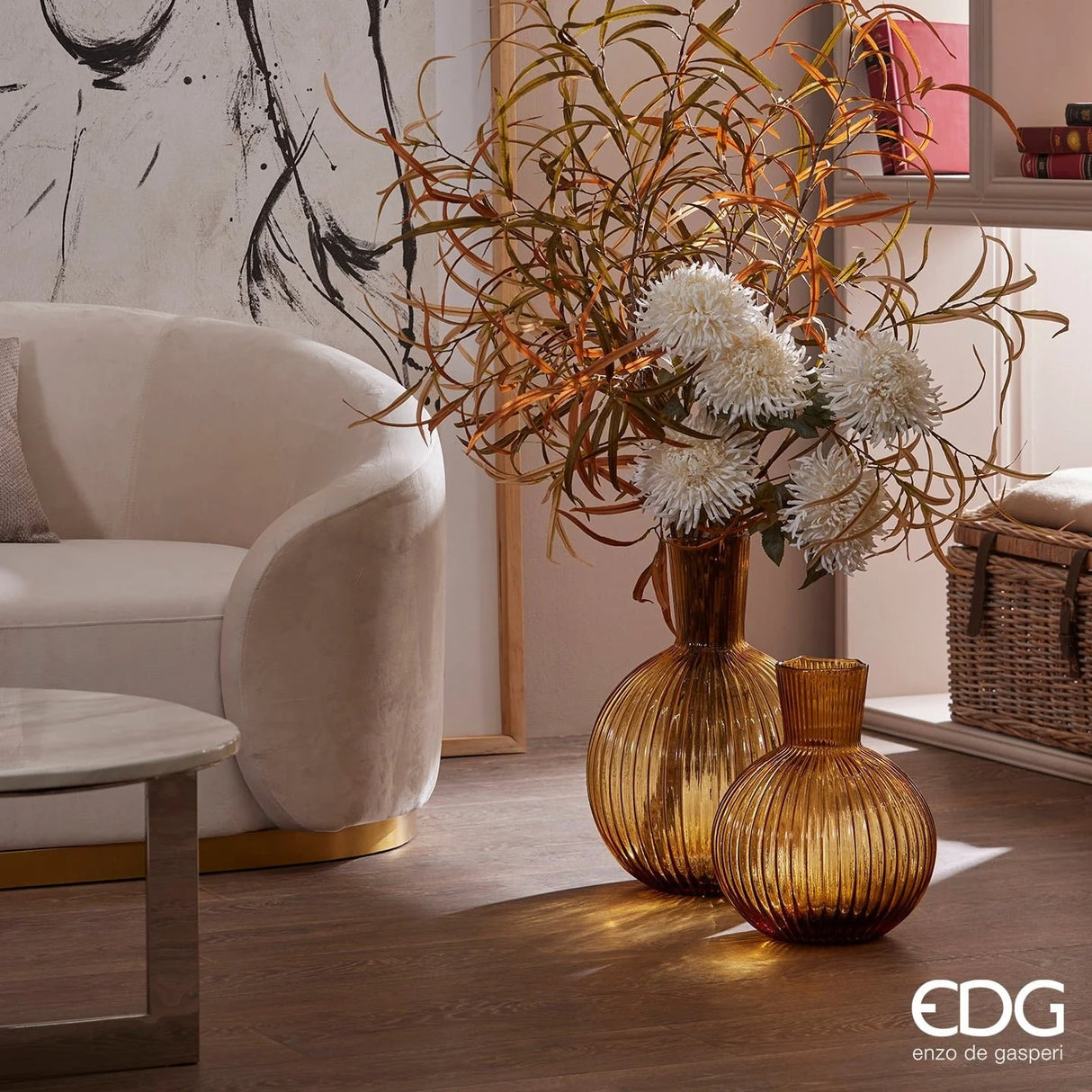 EDG Enzo De Gasperi Vaso Ampolla H 48 Cm D 34 Cm Ambra