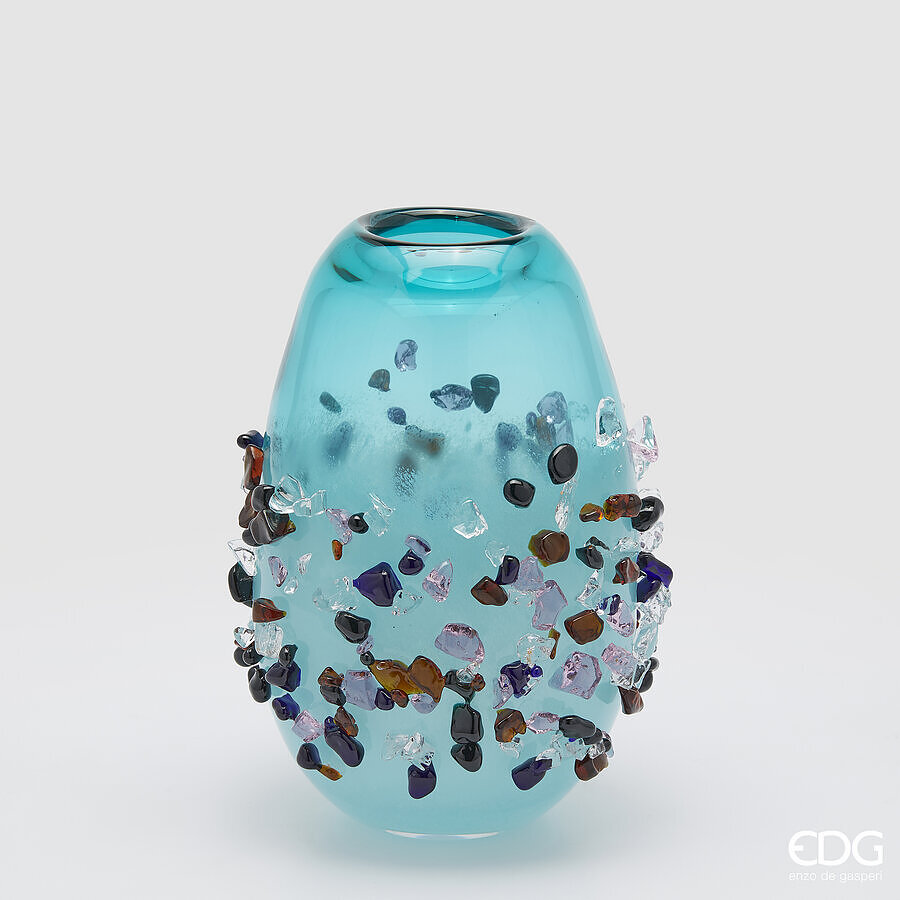 edg enzo de gasperi edg enzo de gasperi vaso gemme ovale h 29 cm l 21 cm l 17 cm vetro turquoise ean 8059824484598
