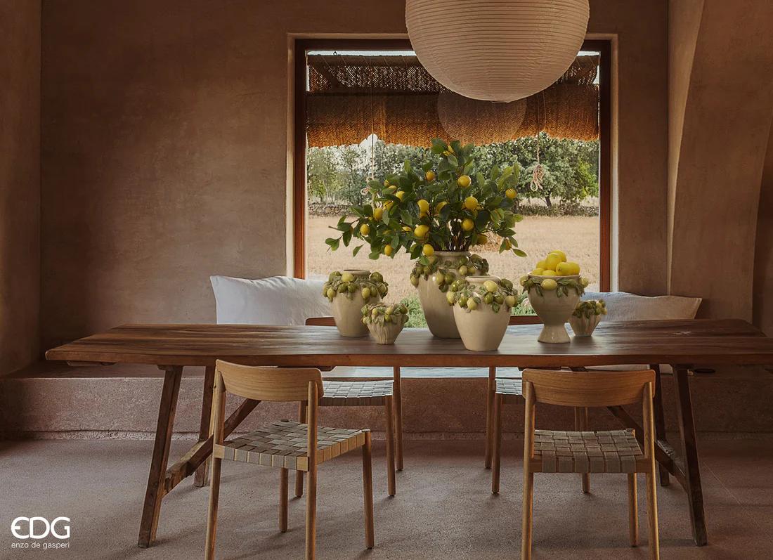 EDG Enzo De Gasperi Vaso Freaky Limoni Ciotola H 15,5 Cm D 19,5 Cm Ceramica Waterproof Yellow Green