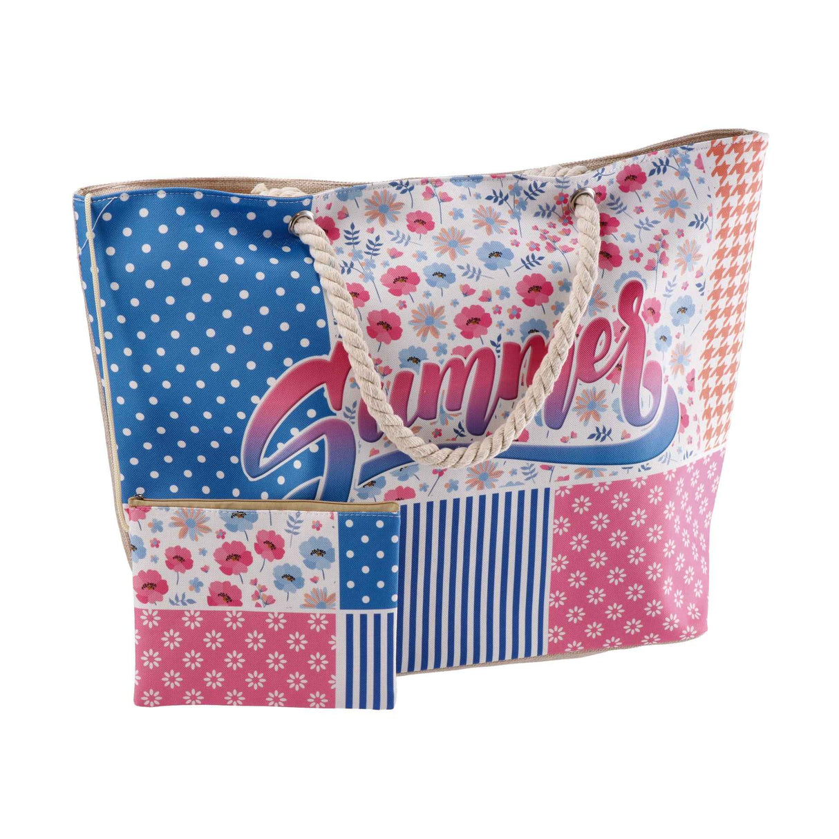 regalo italiano regalo italiano borsa mare con pochette 58 x 18 x h 38 cm ass blu verde 1 pz ean 8057586110922