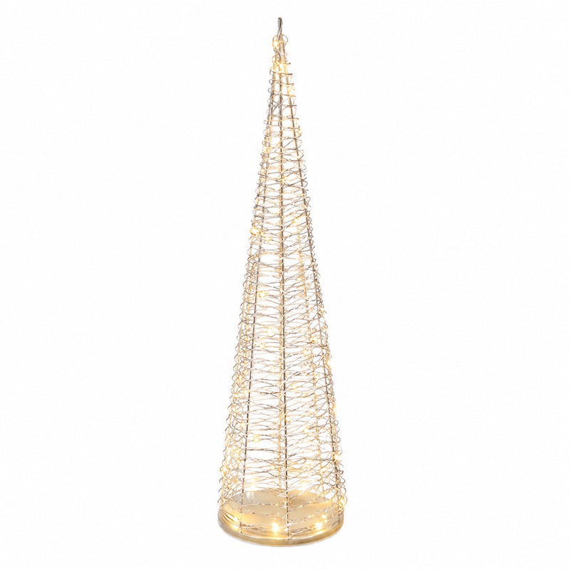 Ad Trend Albero di Natale oro in PE con 50 LED a Batteria luce calda H 100 cm