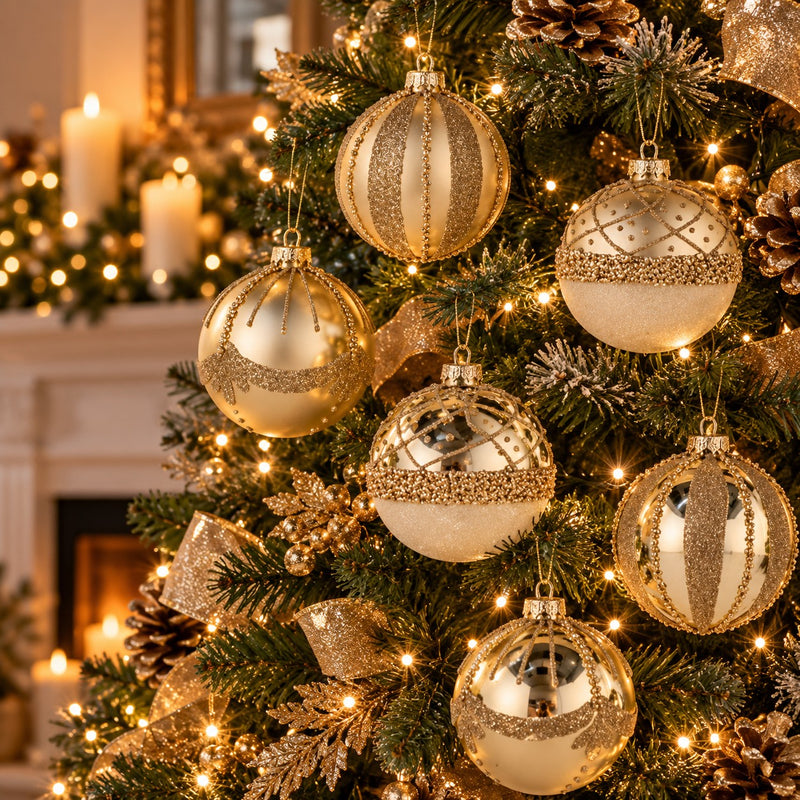 Ad Trend Pallina di Natale in Vetro Oro Ø8 cm Assortita 1 Pz – Addobbo Natalizio