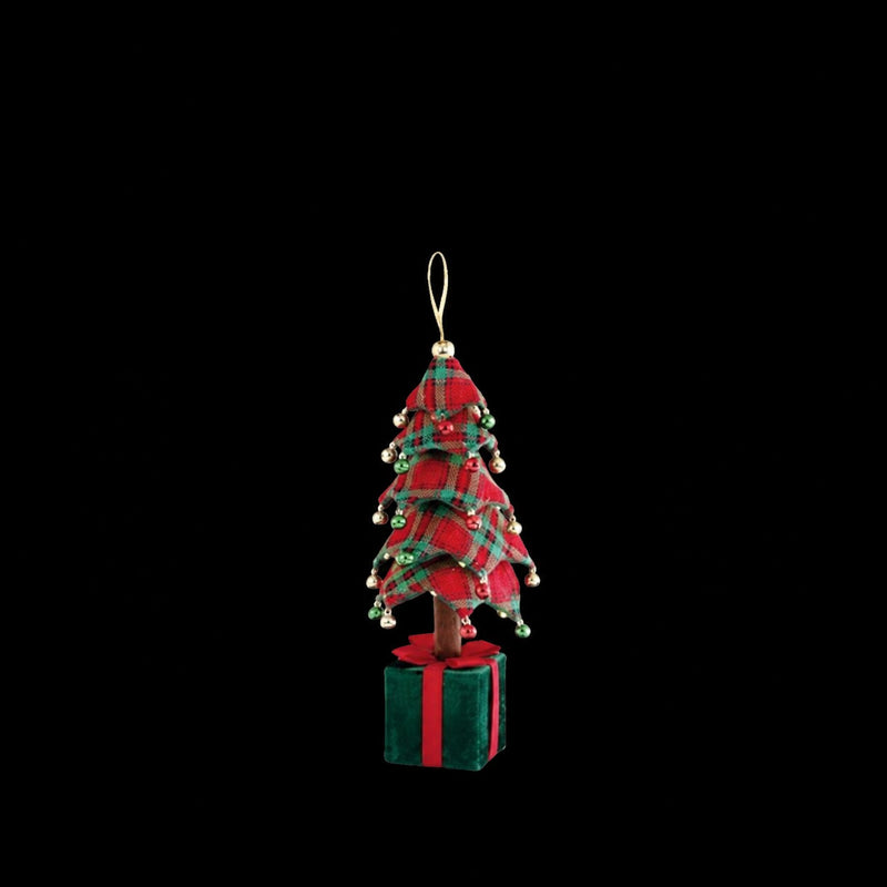 Ad Trend Albero di Natale con Pacco Dono Tartan 25x25xH70 cm – Decorazione Natalizia