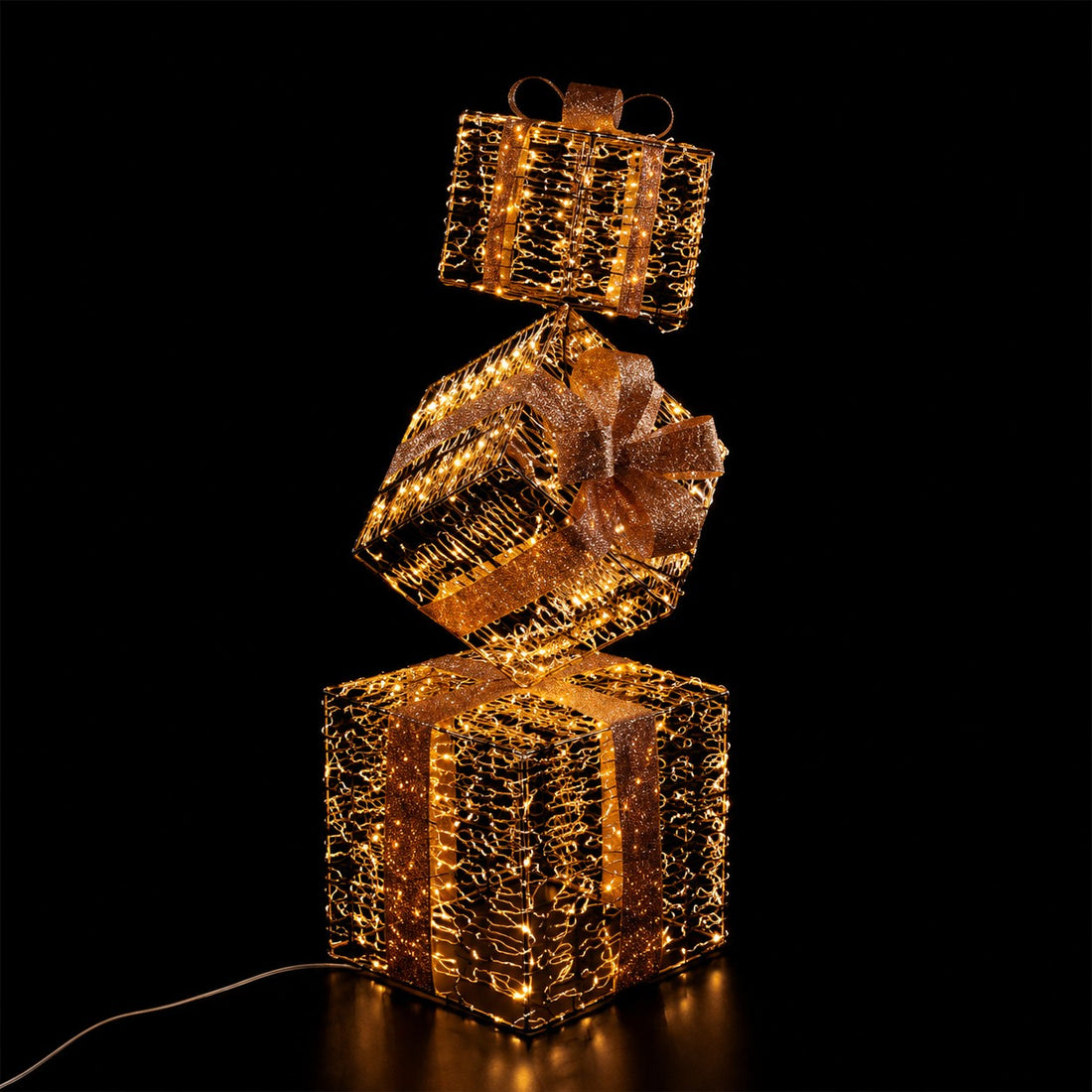 Ad Trend Torre Pacchi Regalo di Natale Oro 2.000 LED da Interno/Esterno 50x50x152 cm