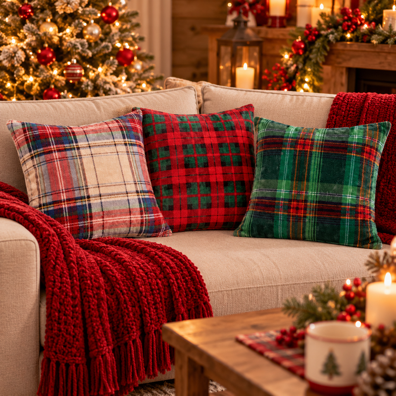 Ad Trend Cuscino Natalizio in Flanella e Sherpa 45x45 cm Assortito 1 Pz – Cuscino Morbido Decorativo di Natale