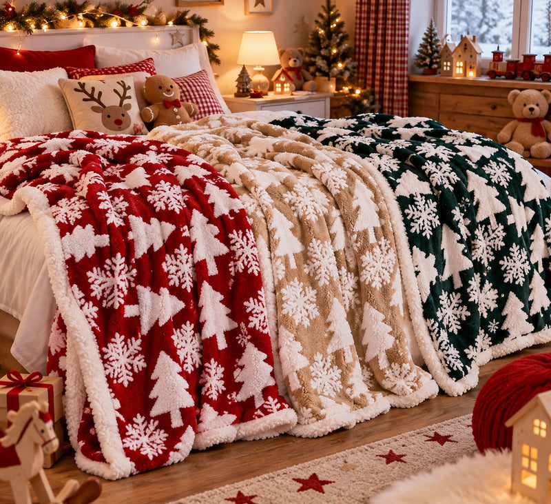Ad Trend Coperta Natalizia in Tessuto Sherpa 200x220 cm Assortita 1 Pz – Coperta Morbida e Calda per Letto