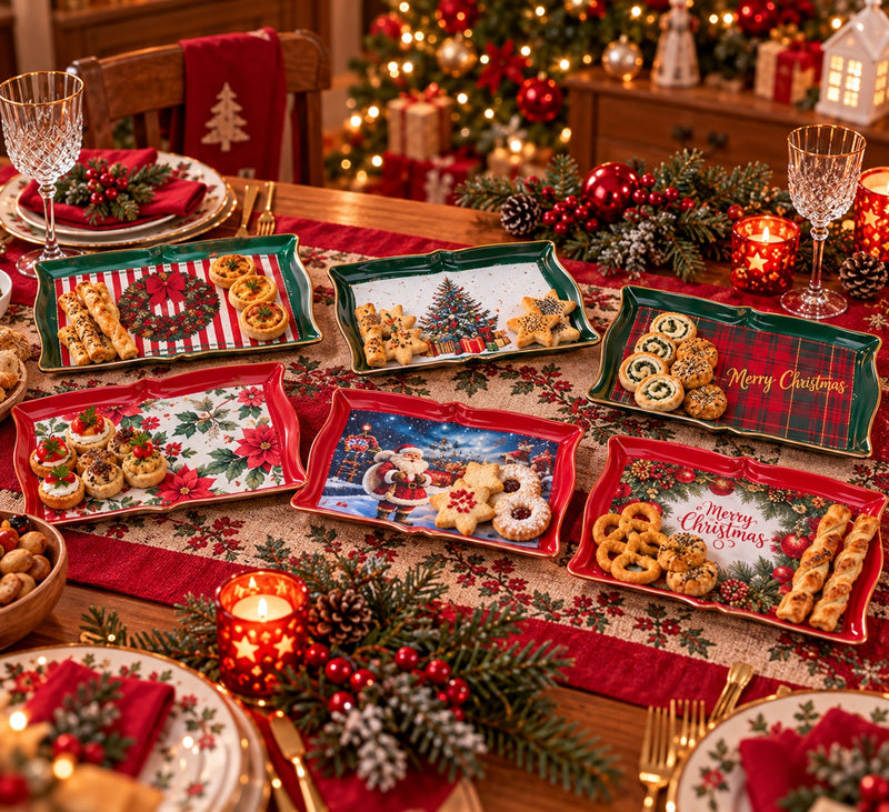Ad Trend Vassoio Rettangolare Natalizio in Plastica Assortito 35x23 cm 1 Pz – Accessorio Tavola di Natale