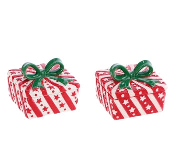 Ad Trend Scatola Natalizia in Ceramica a Forma di Pacco Regalo Ass. 20x20xH15 cm 1 Pz – Decorazione di Natale