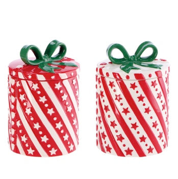 Ad Trend Barattolo Natalizio a Forma di Pacco Regalo Assortito Ø15xH22 cm 1 Pz – Contenitore Decorativo di Natale